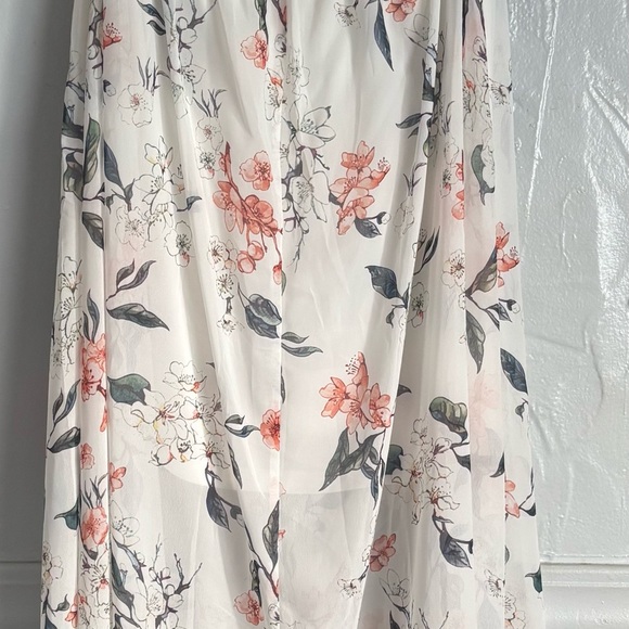 Orange and White Maxi A-Line Skirt with Tie Front - Picture 3 of 11